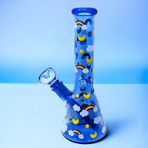 12" 5mm Color Tube 'Heavenly Skies' Decal Art Beaker Water Pipe - [BB992]